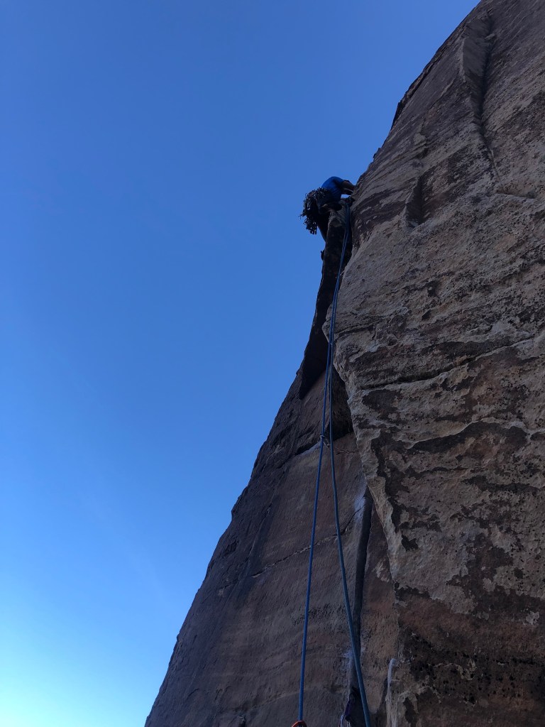 Pitch 2 on Triassic Sands rock climb in Red Rock Canyon, Las Vegas.